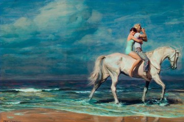 Amor caballo de playa Pinturas al óleo